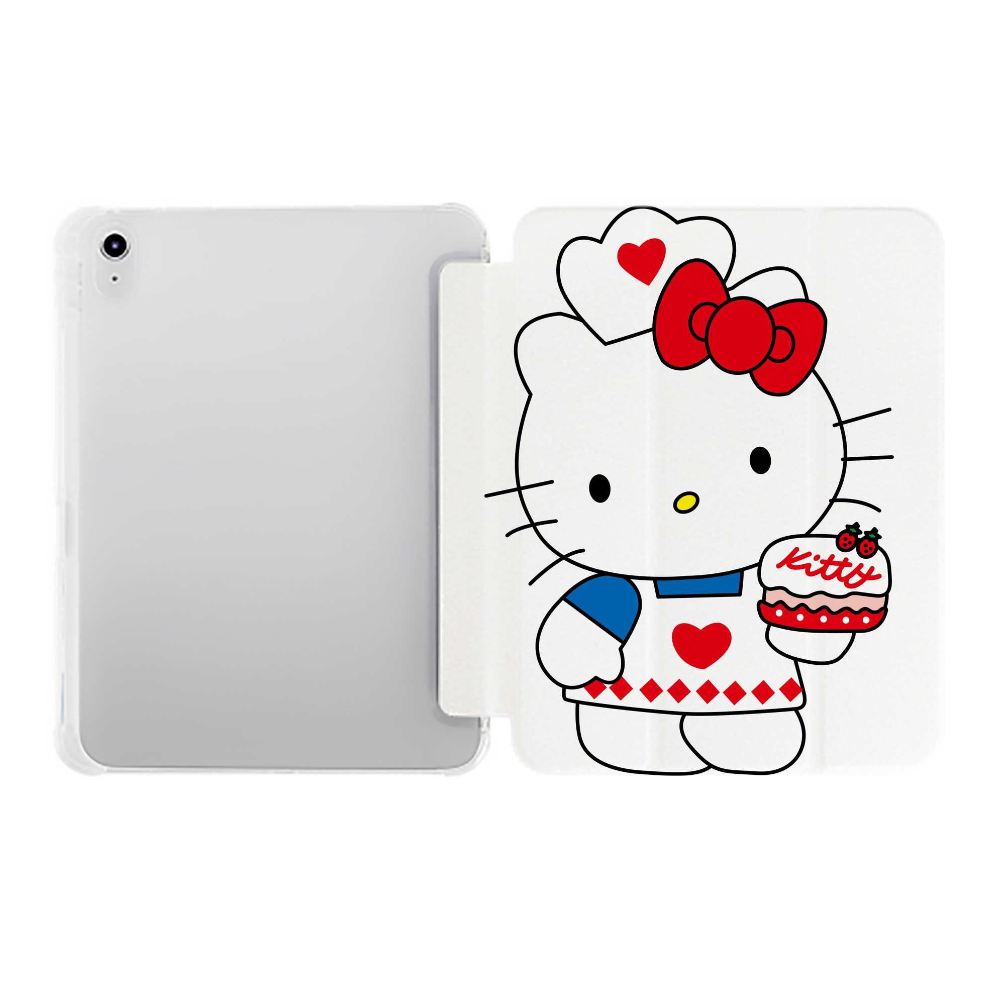 （画像用） Hello Kitty ハローキティ IPad ケース ペン収納付き 三つ折りスタンド PUレザー×シリコン 対応機種9.5/10.5/10.9インチ